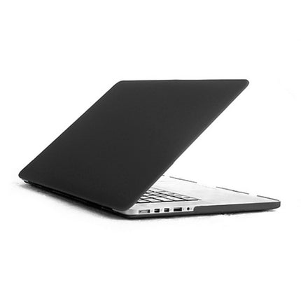 ENKAY for MacBook Pro Retina 13.3 inch (US Version) / A1425 / A1502 4 in 1 Frosted Hard Shell Plastic Protective Case with Screen Protector & Keyboard Guard & Anti-dust Plugs(Black)-garmade.com