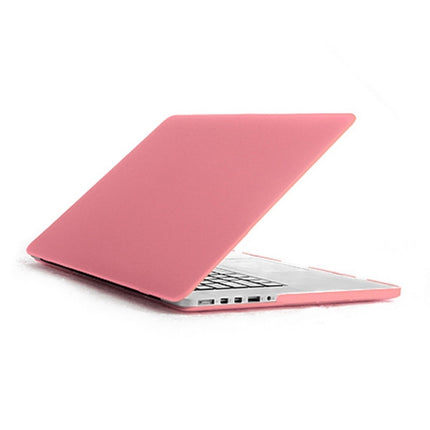 ENKAY for MacBook Pro Retina 13.3 inch (US Version) / A1425 / A1502 4 in 1 Frosted Hard Shell Plastic Protective Case with Screen Protector & Keyboard Guard & Anti-dust Plugs(Pink)-garmade.com