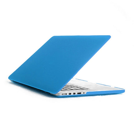 ENKAY for MacBook Pro Retina 13.3 inch (US Version) / A1425 / A1502 4 in 1 Frosted Hard Shell Plastic Protective Case with Screen Protector & Keyboard Guard & Anti-dust Plugs(Blue)-garmade.com
