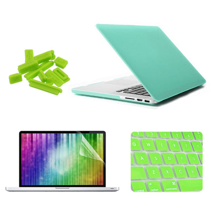 ENKAY for MacBook Pro Retina 15.4 inch (US Version) / A1398 4 in 1 Frosted Hard Shell Plastic Protective Case with Screen Protector & Keyboard Guard & Anti-dust Plugs(Green)-garmade.com