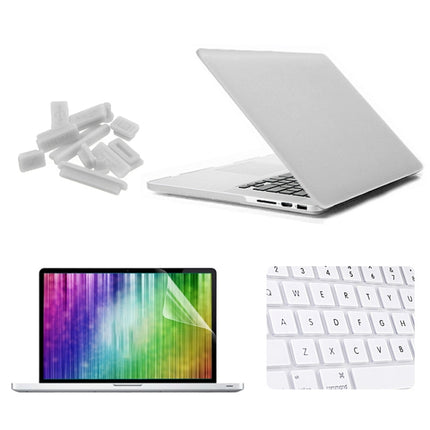 ENKAY for MacBook Pro Retina 15.4 inch (US Version) / A1398 4 in 1 Frosted Hard Shell Plastic Protective Case with Screen Protector & Keyboard Guard & Anti-dust Plugs(White)-garmade.com