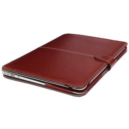 For 11.6 inch MacBook Air Notebook Leather Case with Snap Fastener(Brown)-garmade.com