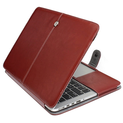 Notebook Leather Case with Snap Fastener for 15.4 inch MacBook Pro Retina(Brown)-garmade.com