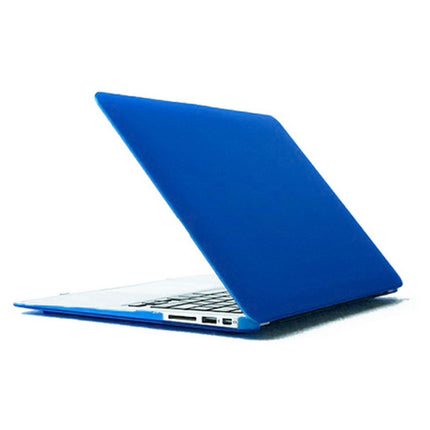 ENKAY for MacBook Air 11.6 inch (US Version) / A1370 / A1465 4 in 1 Frosted Hard Shell Plastic Protective Case with Screen Protector & Keyboard Guard & Anti-dust Plugs(Dark Blue)-garmade.com
