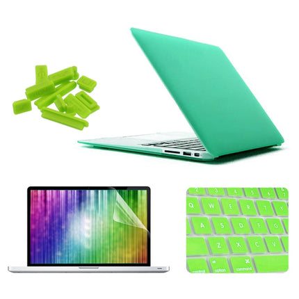 ENKAY for MacBook Air 13.3 inch (US Version) 4 in 1 Frosted Hard Shell Plastic Protective Case with Screen Protector & Keyboard Guard & Anti-dust Plugs(Green)-garmade.com