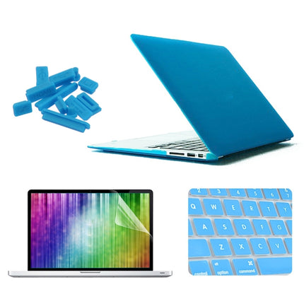 ENKAY for MacBook Air 13.3 inch (US Version) 4 in 1 Frosted Hard Shell Plastic Protective Case with Screen Protector & Keyboard Guard & Anti-dust Plugs(Blue)-garmade.com