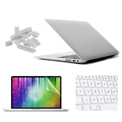 ENKAY for MacBook Air 13.3 inch (US Version) 4 in 1 Frosted Hard Shell Plastic Protective Case with Screen Protector & Keyboard Guard & Anti-dust Plugs(White)-garmade.com