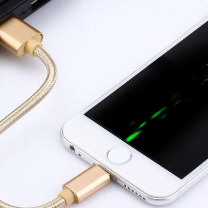1m Woven Style Metal Head USB-C / Type-C 3.1 to USB 2.0 Data Sync Charge Cable(Gold)-garmade.com