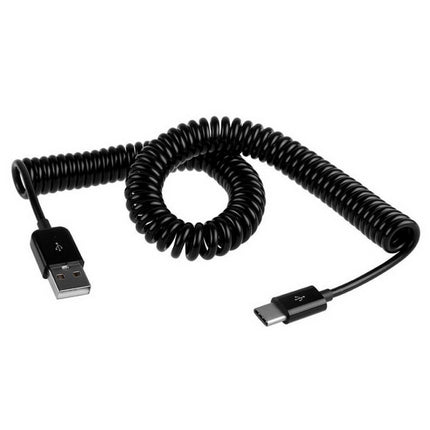 USB-C / Type-C 3.1 to USB 2.0 Spring Data Sync Charge Cable, Cable Length: 3m(Black)-garmade.com