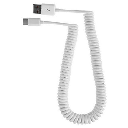 USB-C / Type-C 3.1 to USB 2.0 Spring Data Sync Charge Cable, Cable Length: 3m(White)-garmade.com