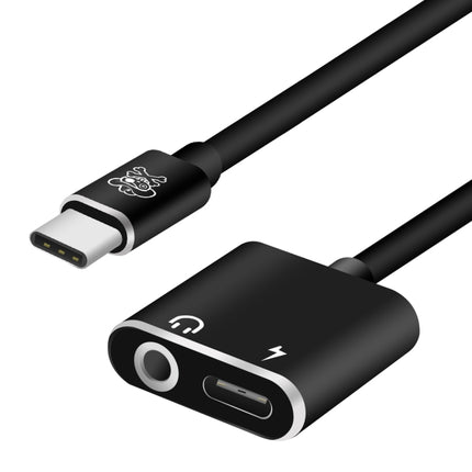 ENKAY Hat-prince HC-10 USB-C / Type-C + 3.5mm Jack to USB-C / Type-C Charge Audio Adapter Cable(Black)-garmade.com