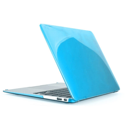 ENKAY for MacBook Air 11.6 inch (US Version) / A1370 / A1465 4 in 1 Crystal Hard Shell Plastic Protective Case with Screen Protector & Keyboard Guard & Anti-dust Plugs(Blue)-garmade.com