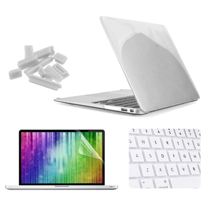 ENKAY for MacBook Air 13.3 inch (US Version) / A1369 / A1466 4 in 1 Crystal Hard Shell Plastic Protective Case with Screen Protector & Keyboard Guard & Anti-dust Plugs(White)-garmade.com