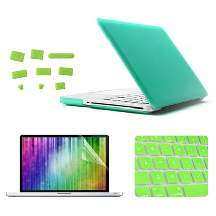 ENKAY for MacBook Pro 13.3 inch (US Version) / A1278 4 in 1 Frosted Hard Shell Plastic Protective Case with Screen Protector & Keyboard Guard & Anti-dust Plugs(Green)-garmade.com