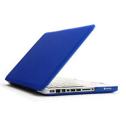 ENKAY for MacBook Pro 15.4 inch (US Version) / A1286 4 in 1 Frosted Hard Shell Plastic Protective Case with Screen Protector & Keyboard Guard & Anti-dust Plugs(Dark Blue)-garmade.com