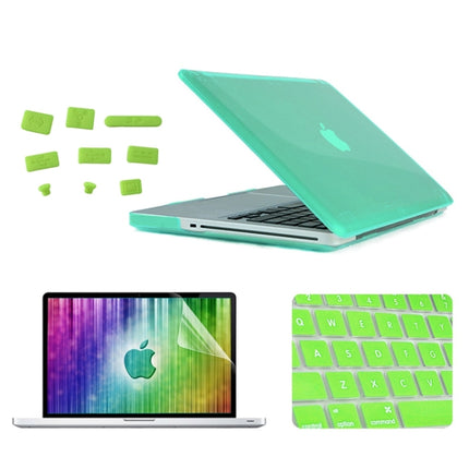 ENKAY for MacBook Pro 13.3 inch (US Version) / A1278 4 in 1 Crystal Hard Shell Plastic Protective Case with Screen Protector & Keyboard Guard & Anti-dust Plugs(Green)-garmade.com