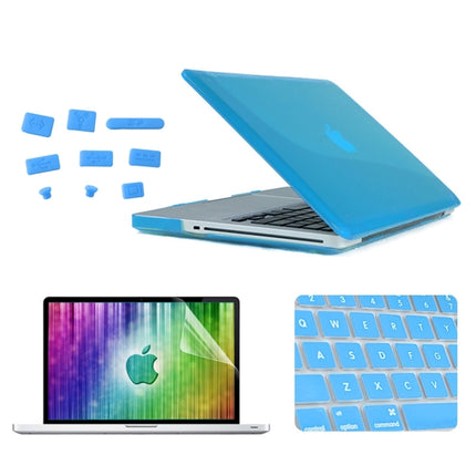 ENKAY for MacBook Pro 13.3 inch (US Version) / A1278 4 in 1 Crystal Hard Shell Plastic Protective Case with Screen Protector & Keyboard Guard & Anti-dust Plugs(Blue)-garmade.com