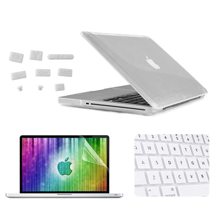 ENKAY for MacBook Pro 15.4 inch (US Version) / A1286 4 in 1 Crystal Hard Shell Plastic Protective Case with Screen Protector & Keyboard Guard & Anti-dust Plugs(White)-garmade.com