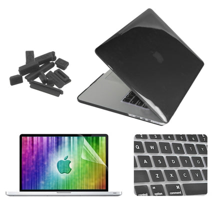 ENKAY for MacBook Pro Retina 13.3 inch (US Version) / A1425 / A1502 4 in 1 Crystal Hard Shell Plastic Protective Case with Screen Protector & Keyboard Guard & Anti-dust Plugs(Black)-garmade.com