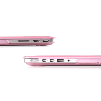 ENKAY for MacBook Pro Retina 15.4 inch (US Version) / A1398 4 in 1 Crystal Hard Shell Plastic Protective Case with Screen Protector & Keyboard Guard & Anti-dust Plugs(Pink)-garmade.com
