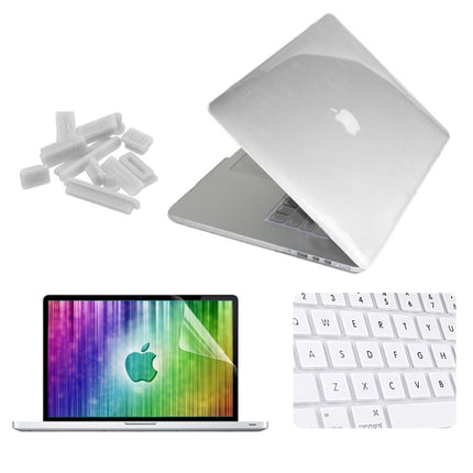 ENKAY for MacBook Pro Retina 15.4 inch (US Version) / A1398 4 in 1 Crystal Hard Shell Plastic Protective Case with Screen Protector & Keyboard Guard & Anti-dust Plugs(White)-garmade.com
