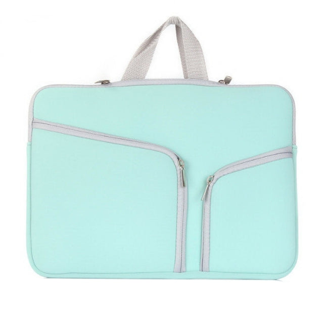 Double Pocket Zip Handbag Laptop Bag for Macbook Air 11.6 inch(Green)-garmade.com