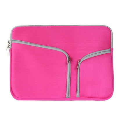 Double Pocket Zip Handbag Laptop Bag for Macbook Air 11.6 inch(Magenta)-garmade.com