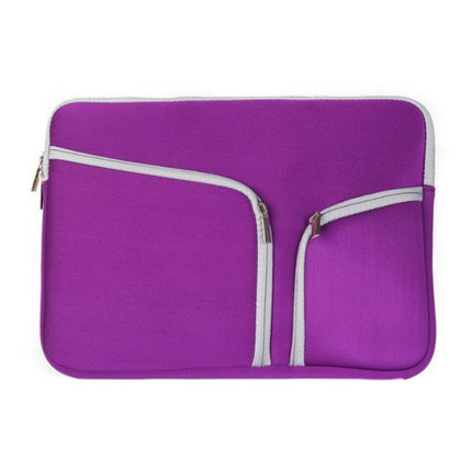 Double Pocket Zip Handbag Laptop Bag for Macbook Air 11.6 inch(Purple)-garmade.com