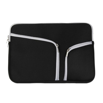Double Pocket Zip Handbag Laptop Bag for Macbook Air 13 inch(Black)-garmade.com