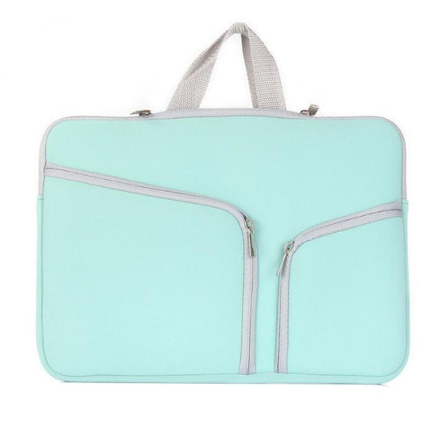 Double Pocket Zip Handbag Laptop Bag for Macbook Air 13 inch(Green)-garmade.com