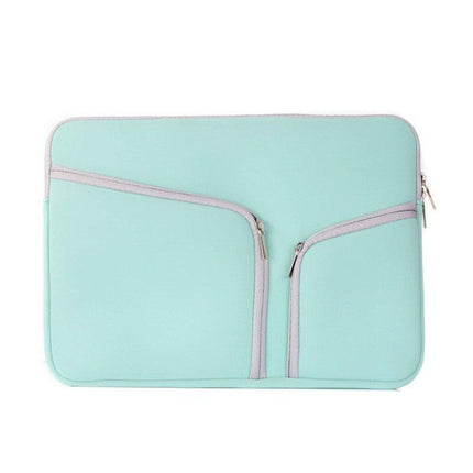 Double Pocket Zip Handbag Laptop Bag for Macbook Pro 15 inch(Green)-garmade.com