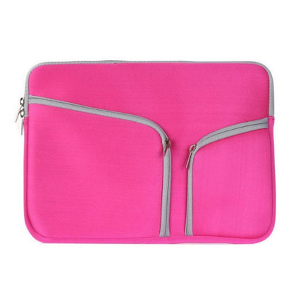 Double Pocket Zip Handbag Laptop Bag for Macbook Pro 15 inch(Magenta)-garmade.com