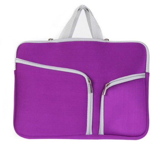 Double Pocket Zip Handbag Laptop Bag for Macbook Pro 15 inch(Purple)-garmade.com
