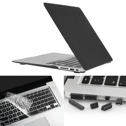 ENKAY for Macbook Air 11.6 inch (US Version) / A1370 / A1465 Hat-Prince 3 in 1 Frosted Hard Shell Plastic Protective Case with Keyboard Guard & Port Dust Plug(Black)-garmade.com