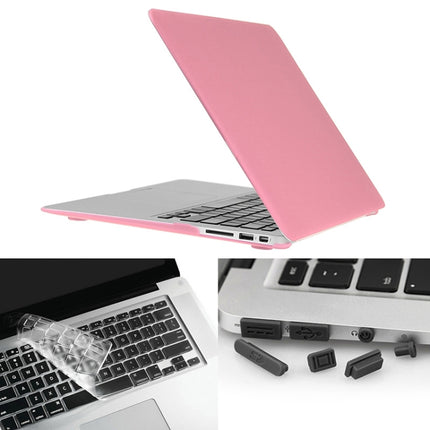 ENKAY for Macbook Air 11.6 inch (US Version) / A1370 / A1465 Hat-Prince 3 in 1 Frosted Hard Shell Plastic Protective Case with Keyboard Guard & Port Dust Plug(Pink)-garmade.com