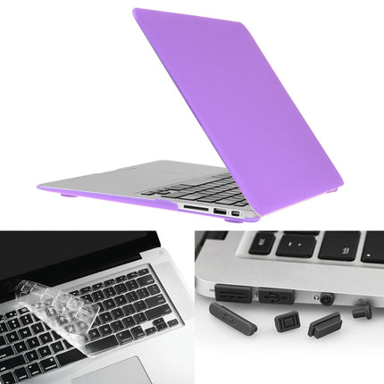 ENKAY for Macbook Air 11.6 inch (US Version) / A1370 / A1465 Hat-Prince 3 in 1 Frosted Hard Shell Plastic Protective Case with Keyboard Guard & Port Dust Plug(Purple)-garmade.com