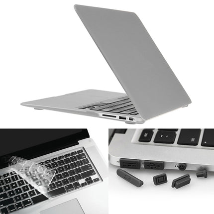 ENKAY for Macbook Air 11.6 inch (US Version) / A1370 / A1465 Hat-Prince 3 in 1 Frosted Hard Shell Plastic Protective Case with Keyboard Guard & Port Dust Plug(Silver)-garmade.com