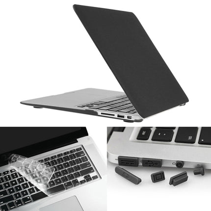 ENKAY for Macbook Air 13.3 inch (US Version) / A1369 / A1466 Hat-Prince 3 in 1 Frosted Hard Shell Plastic Protective Case with Keyboard Guard & Port Dust Plug(Black)-garmade.com