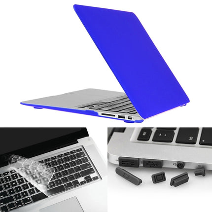 ENKAY for Macbook Air 13.3 inch (US Version) / A1369 / A1466 Hat-Prince 3 in 1 Frosted Hard Shell Plastic Protective Case with Keyboard Guard & Port Dust Plug(Dark Blue)-garmade.com