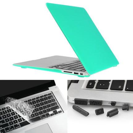 ENKAY for Macbook Air 13.3 inch (US Version) / A1369 / A1466 Hat-Prince 3 in 1 Frosted Hard Shell Plastic Protective Case with Keyboard Guard & Port Dust Plug(Green)-garmade.com