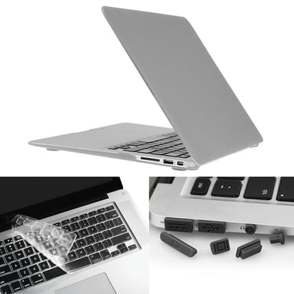 ENKAY for Macbook Air 13.3 inch (US Version) / A1369 / A1466 Hat-Prince 3 in 1 Frosted Hard Shell Plastic Protective Case with Keyboard Guard & Port Dust Plug(Silver)-garmade.com
