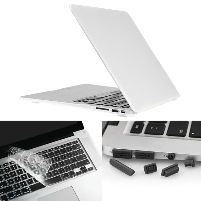 ENKAY for Macbook Air 13.3 inch (US Version) / A1369 / A1466 Hat-Prince 3 in 1 Frosted Hard Shell Plastic Protective Case with Keyboard Guard & Port Dust Plug(White)-garmade.com
