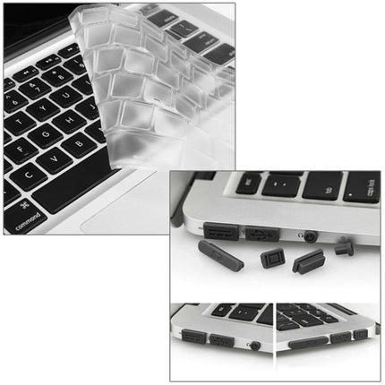 ENKAY for Macbook Air 11.6 inch (US Version) / A1370 / A1465 Hat-Prince 3 in 1 Crystal Hard Shell Plastic Protective Case with Keyboard Guard & Port Dust Plug(Black)-garmade.com