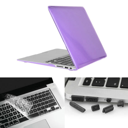 ENKAY for Macbook Air 11.6 inch (US Version) / A1370 / A1465 Hat-Prince 3 in 1 Crystal Hard Shell Plastic Protective Case with Keyboard Guard & Port Dust Plug(Purple)-garmade.com