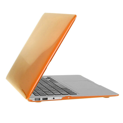 ENKAY for Macbook Air 13.3 inch (US Version) / A1369 / A1466 Hat-Prince 3 in 1 Crystal Hard Shell Plastic Protective Case with Keyboard Guard & Port Dust Plug(Orange)-garmade.com