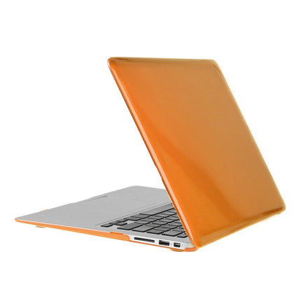 ENKAY for Macbook Air 13.3 inch (US Version) / A1369 / A1466 Hat-Prince 3 in 1 Crystal Hard Shell Plastic Protective Case with Keyboard Guard & Port Dust Plug(Orange)-garmade.com