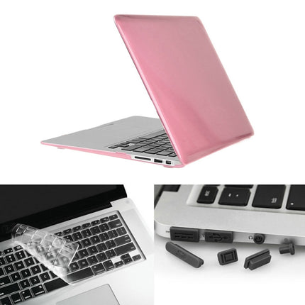 ENKAY for Macbook Air 13.3 inch (US Version) / A1369 / A1466 Hat-Prince 3 in 1 Crystal Hard Shell Plastic Protective Case with Keyboard Guard & Port Dust Plug(Pink)-garmade.com