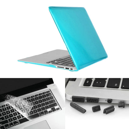 ENKAY for Macbook Air 13.3 inch (US Version) / A1369 / A1466 Hat-Prince 3 in 1 Crystal Hard Shell Plastic Protective Case with Keyboard Guard & Port Dust Plug(Blue)-garmade.com