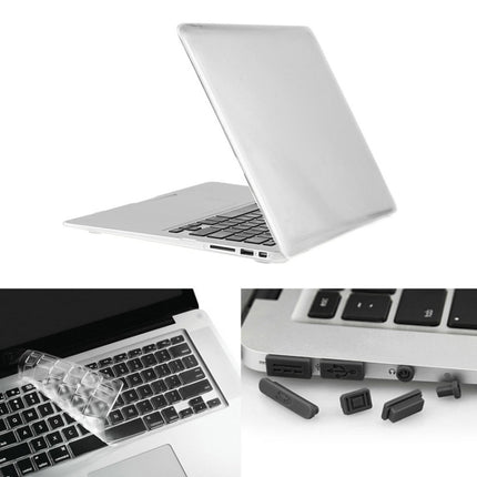 ENKAY for Macbook Air 13.3 inch (US Version) / A1369 / A1466 Hat-Prince 3 in 1 Crystal Hard Shell Plastic Protective Case with Keyboard Guard & Port Dust Plug(White)-garmade.com