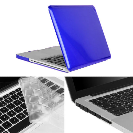 ENKAY for Macbook Pro 13.3 inch (US Version) / A1278 Hat-Prince 3 in 1 Crystal Hard Shell Plastic Protective Case with Keyboard Guard & Port Dust Plug(Dark Blue)-garmade.com